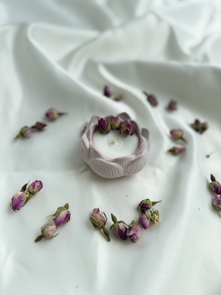 Lotus Çiçekli Mum