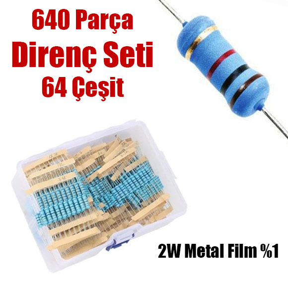 Büyük Boy Direnç Seti 640 Parça 2W Çantalı Set