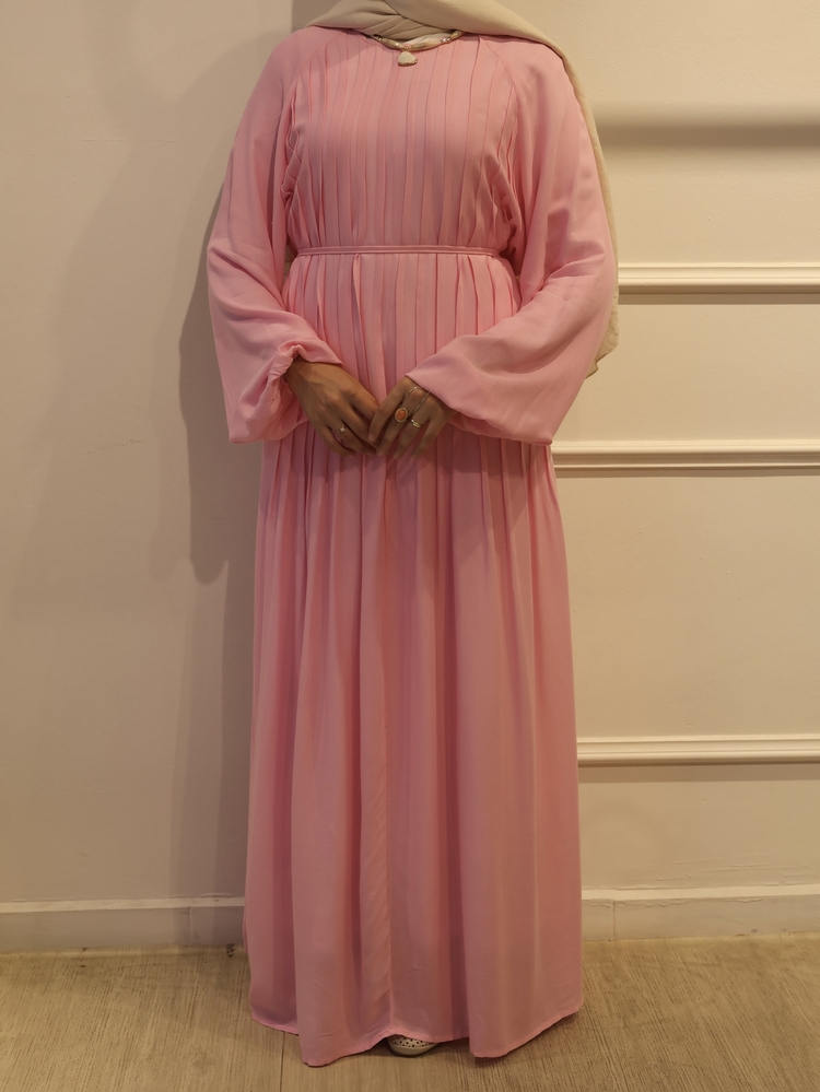 Drapeli Elbise Pembe
