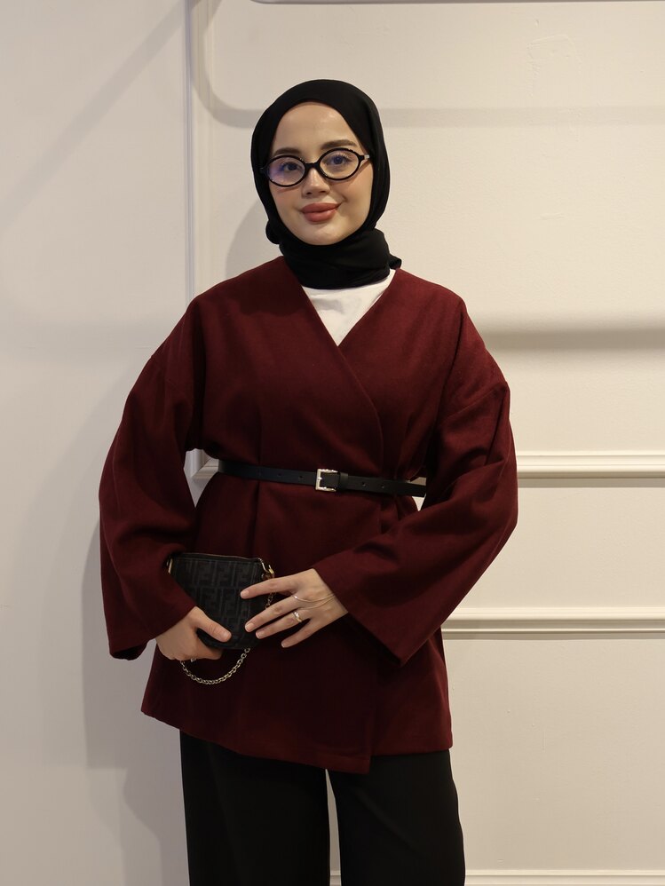 Kemerli Kaşe Ceket