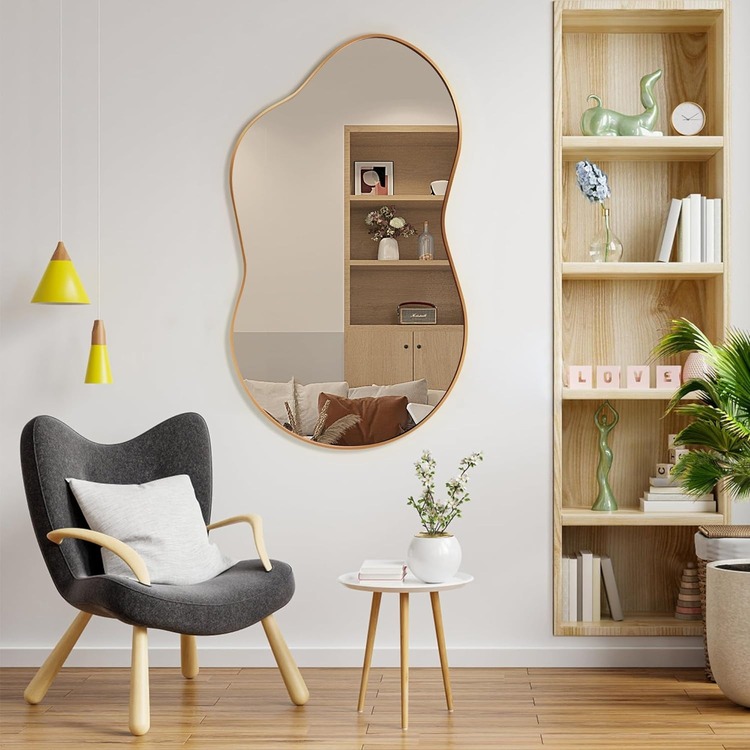 60x90 Asimetrik Gold Çerçeveli Dekor Aynası