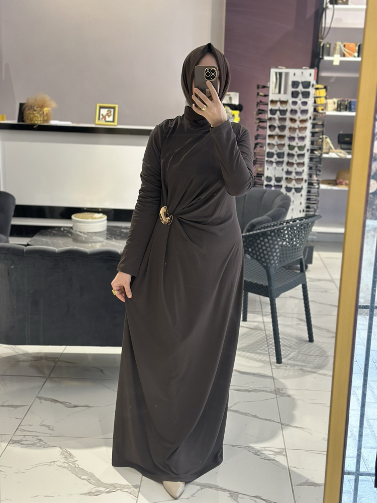 ALMARWAHBLACK KAHVERENGİ ELBİSE