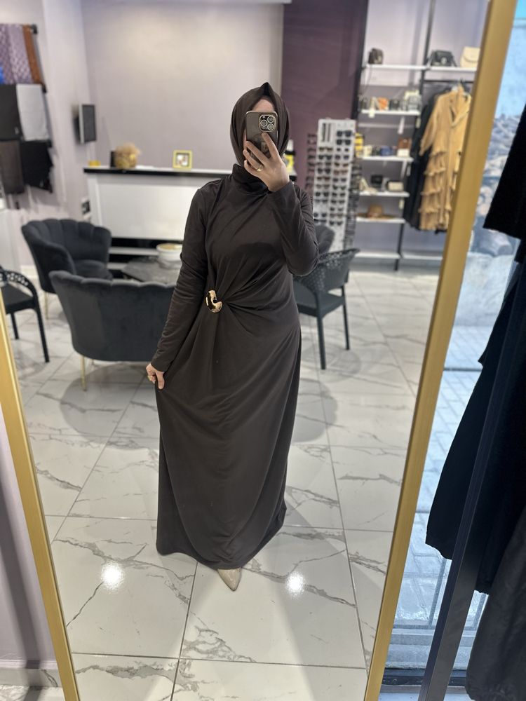 ALMARWAHBLACK KAHVERENGİ ELBİSE