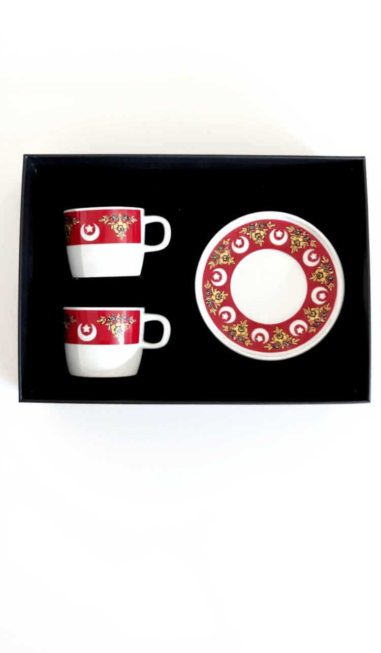 Ay-yıldız Hilalli 2’li kahve fincan seti