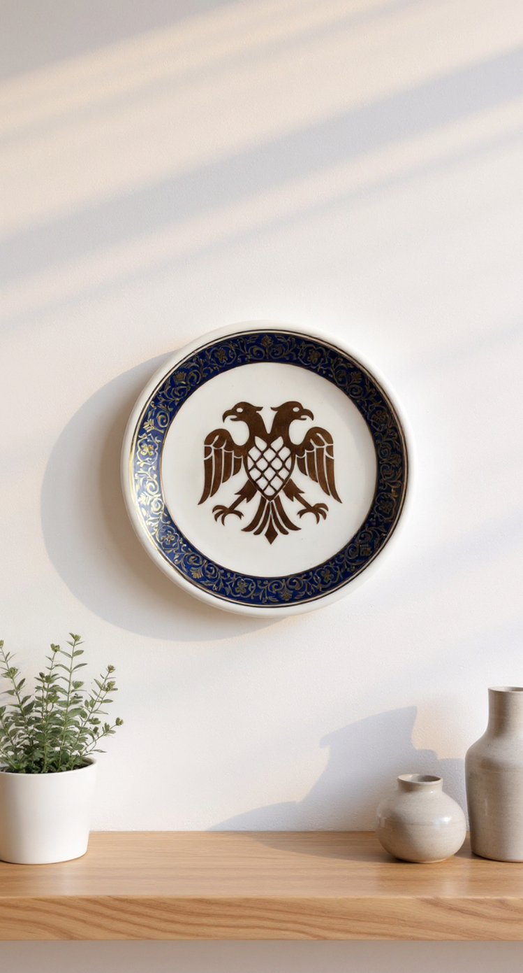 15cm Selçuklu Kartal Deseni Dekoratif Duvar Tabağı