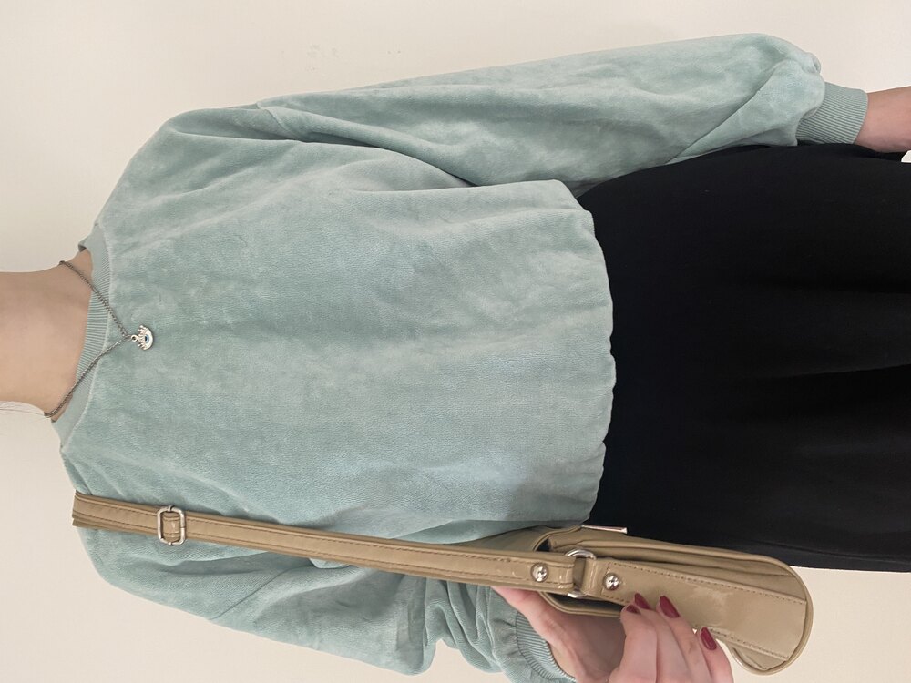 Mavi kadife sweat