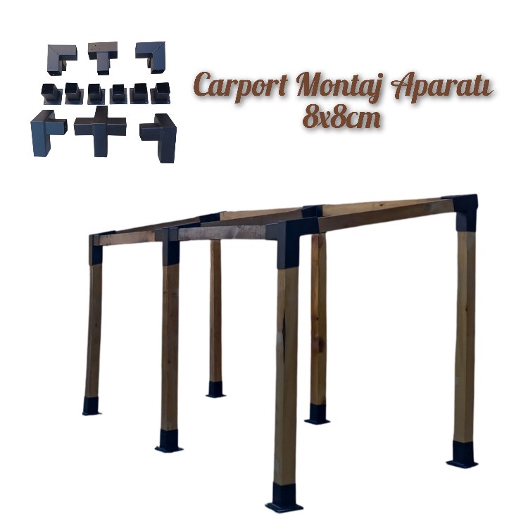 Ahşap Pergola Pergole 8x8 cm 15° Kamelya Montaj Aparatı Demir Bağlantı Braket Bungalov Ev