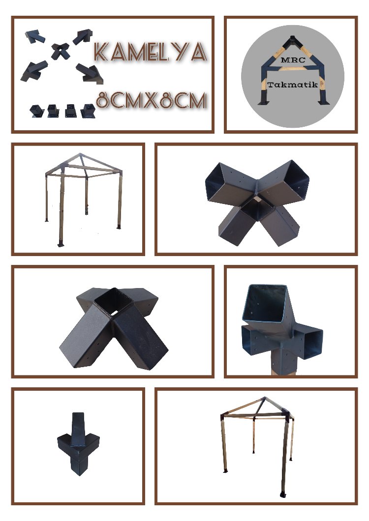 8x8 cm Demir bağlantı Kamelya Bağlantı ElemanlarıKamelya, pergola, çardak ahşap yapı