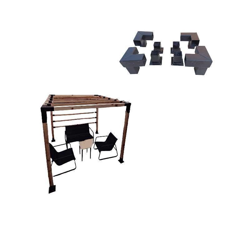 Ahşap Pergola Pergole 8x8 cm 90° Kamelya Montaj Aparatı seti Demir Bağlantı Braket Bungalov Ev