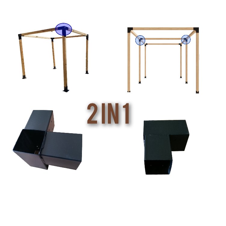 Ahşap Pergola Pergole 10x10cm 90° Kamelya Montaj Aparatı Demir Bağlantı Braket Bungalov Ev