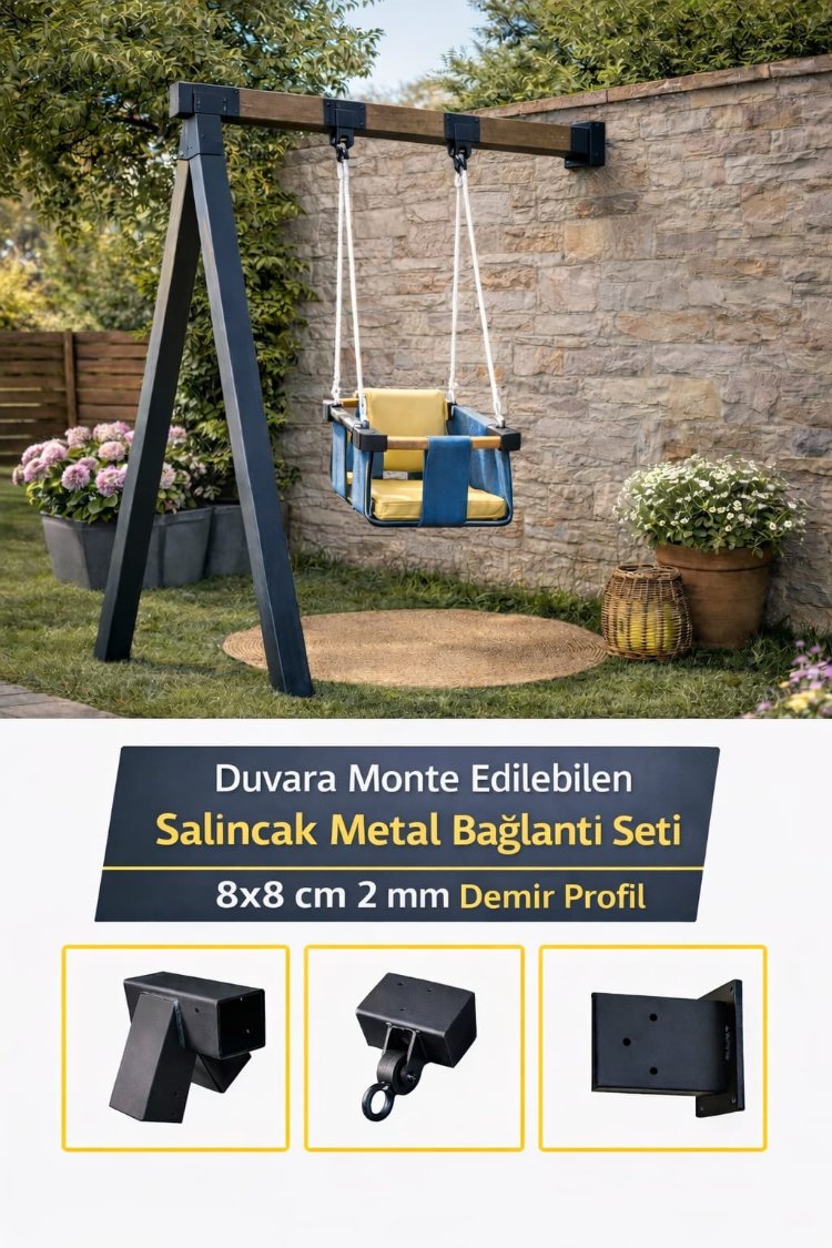 Salıncak hamak bahçe düvar arası demir bağlantı montaj elemanları
