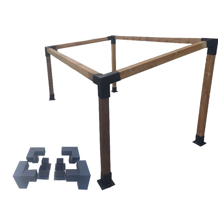Ahşap Pergola Pergole Kamelya 8x8 cm 15° eğimli Montaj Aparatı Demir Bağlantı Braket