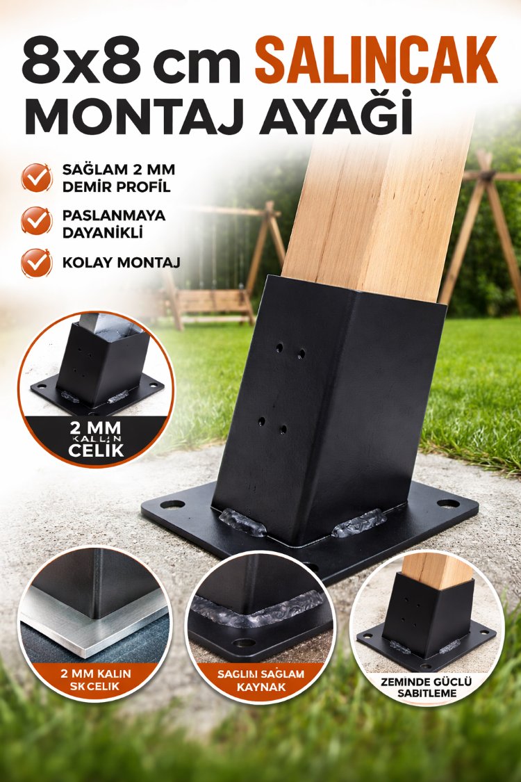 Bir adet salıncak ayak 8x8 cm montaj ayağı