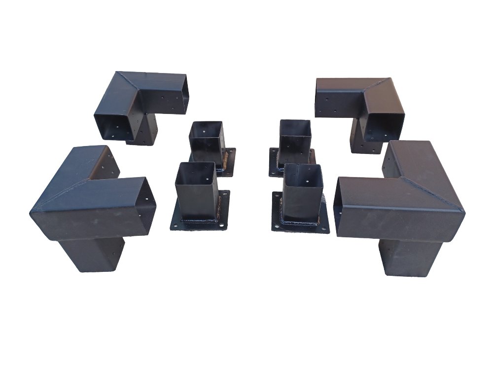 Ahşap Pergola Pergole 8x8 cm 90° Kamelya Montaj Aparatı seti Demir Bağlantı Braket Bungalov Ev