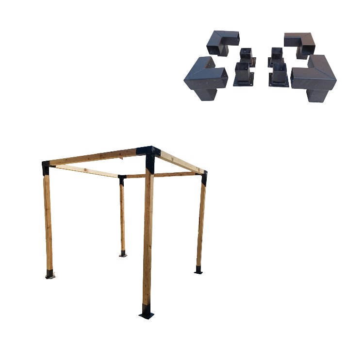 Ahşap Pergola Pergole 8x8 cm 90° Kamelya Montaj Aparatı seti Demir Bağlantı Braket Bungalov Ev