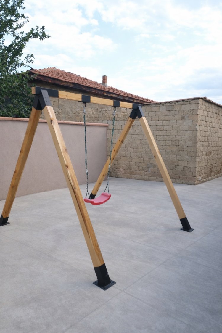 bahçe salıncak Montaj ayağı ile 8x8 demir profil bağlantı elemanları kiti