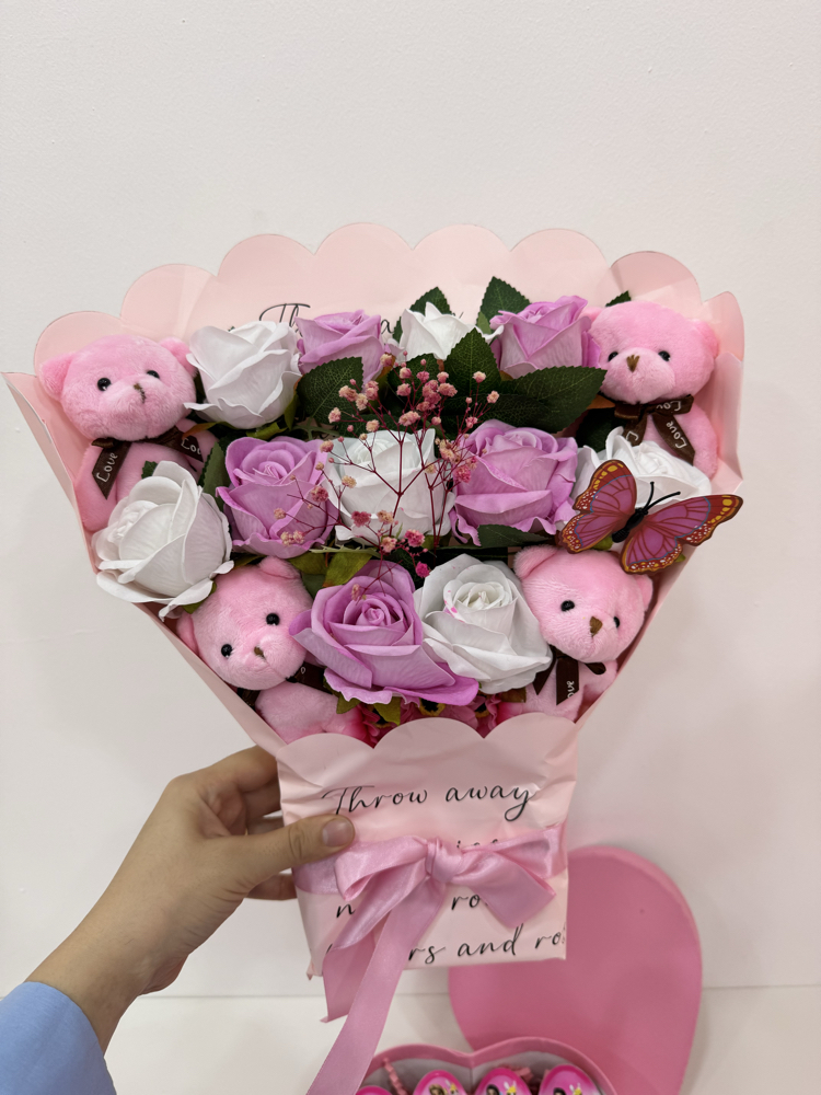 PEMBE ÜÇLÜ SET ( 1 METRE AYICIK )