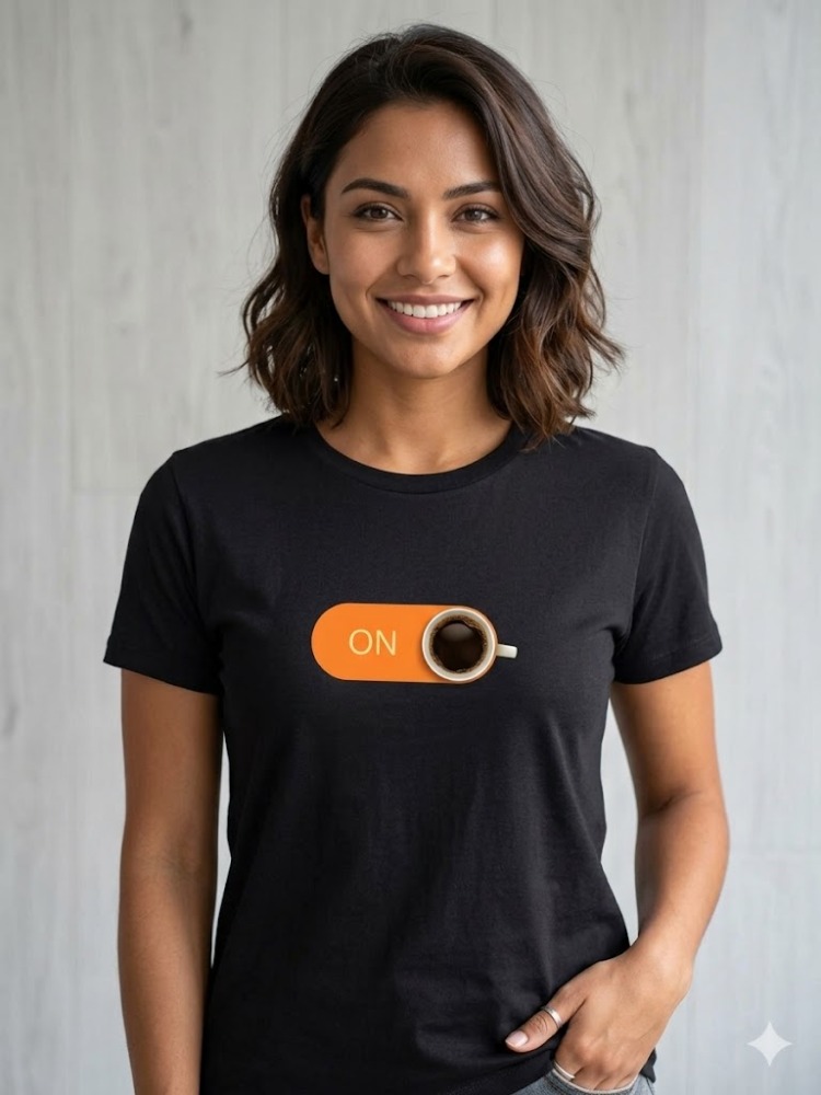 BASKILI SİYAH T-SHIRT