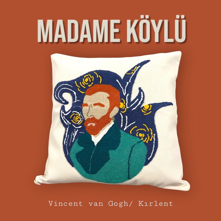 Punch İşlemeli Van Gongh Kırlent Kılıfı