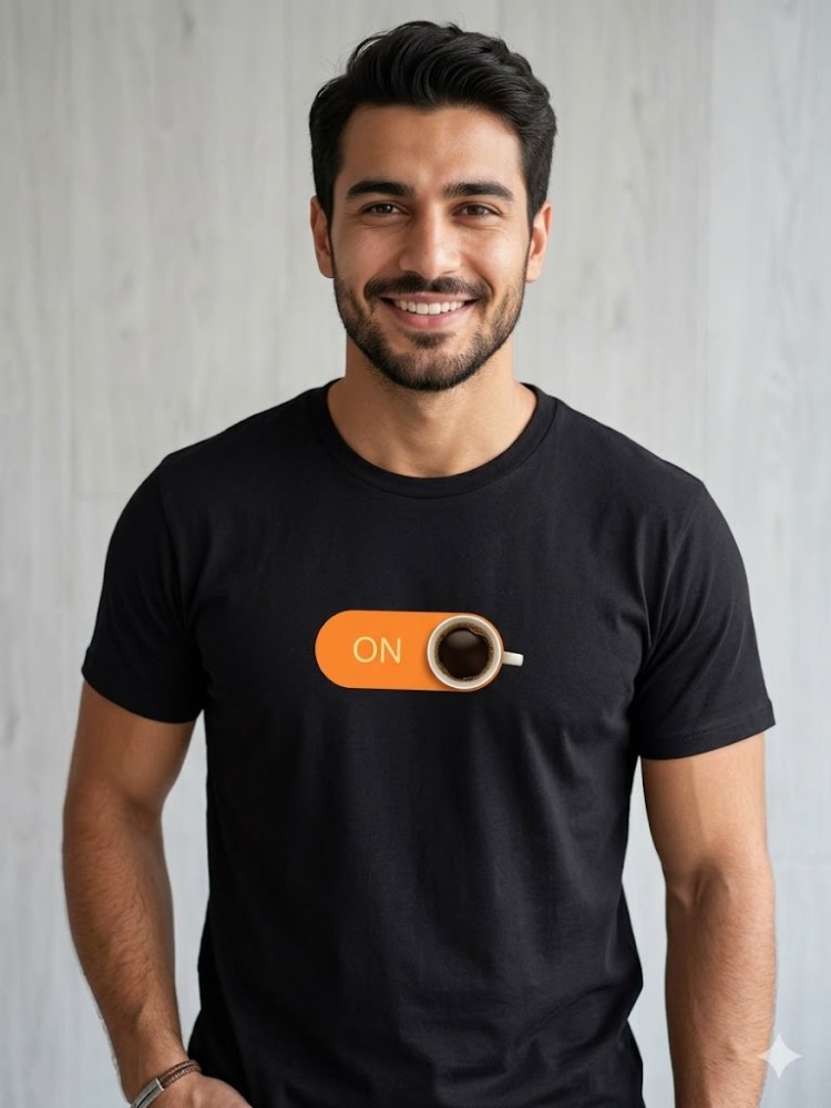 BASKILI SİYAH T-SHIRT