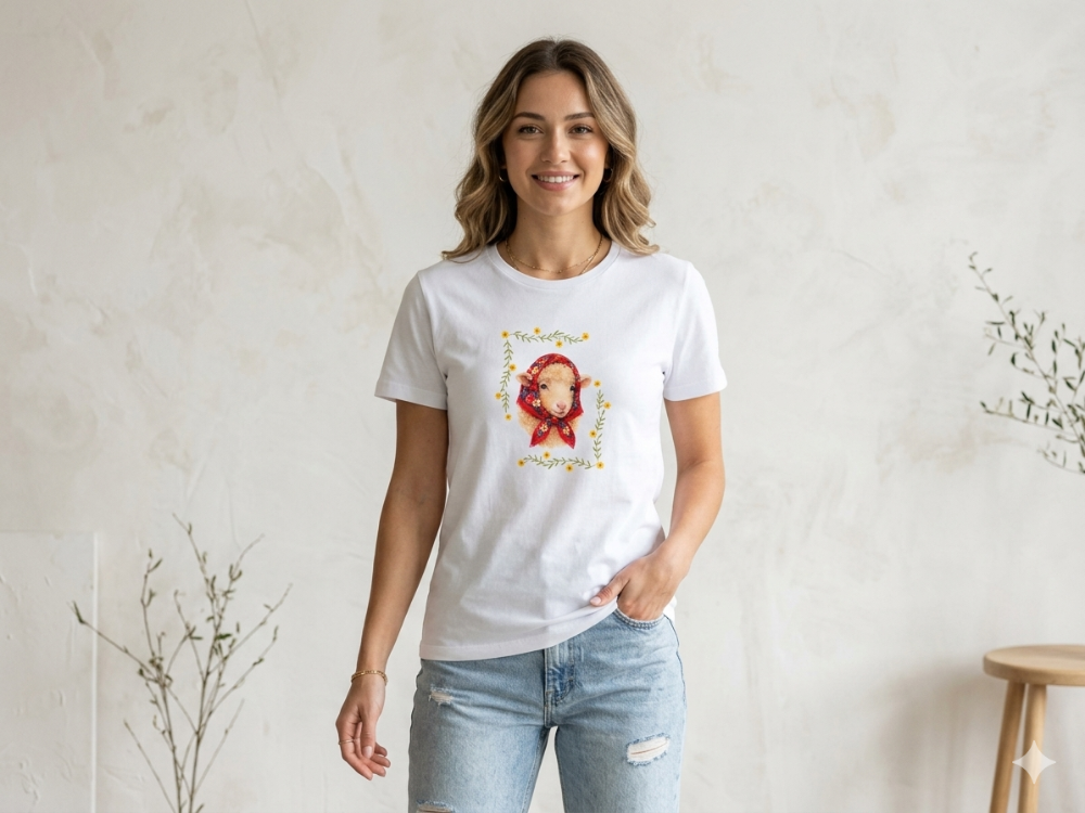BASKILI BEYAZ T-SHIRT