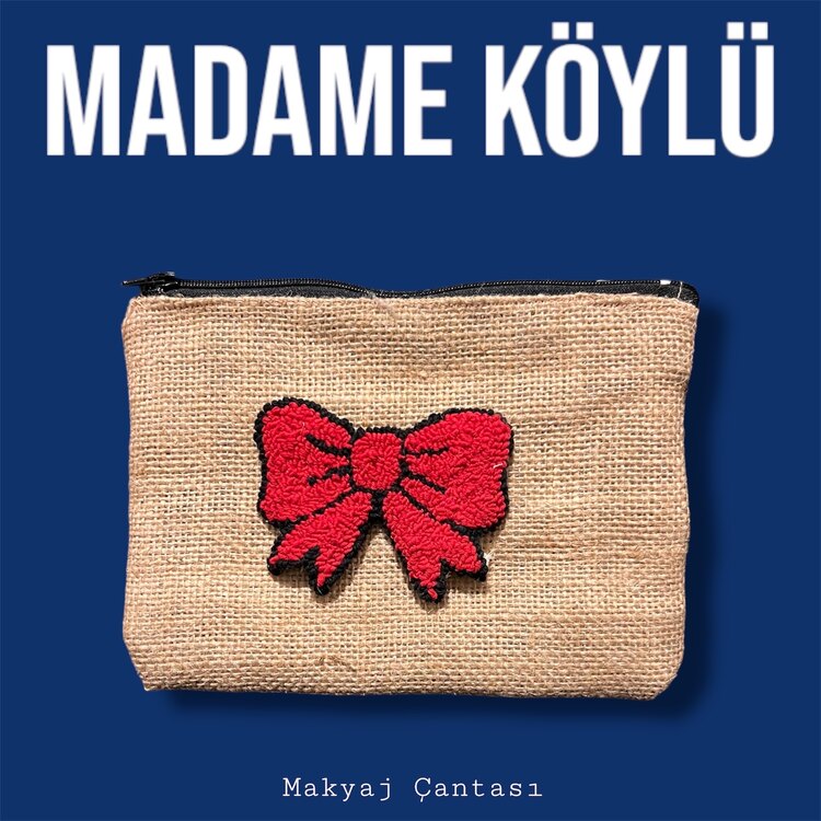 Punch İşlemeli Jüt Makyaj Çantası