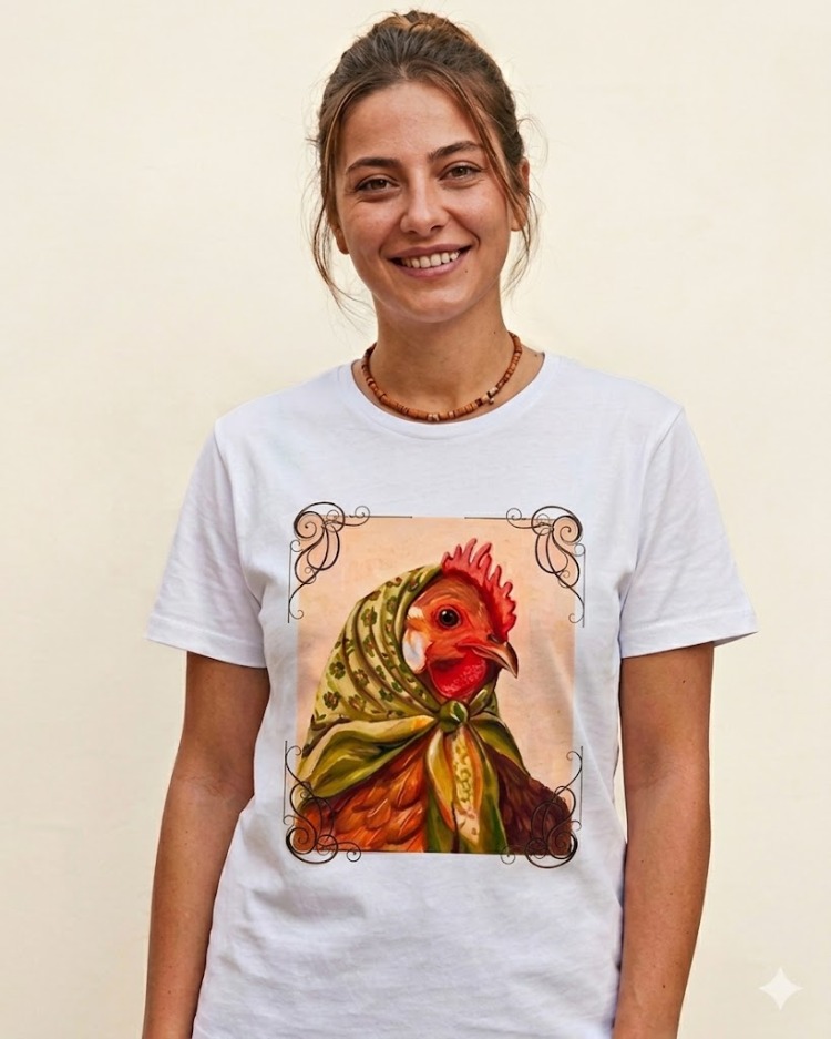 BASKILI BEYAZ T-SHIRT