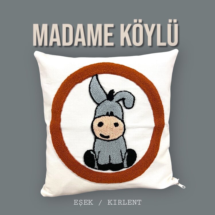 Eşek Desenli Punch Kırlent Kılıfı