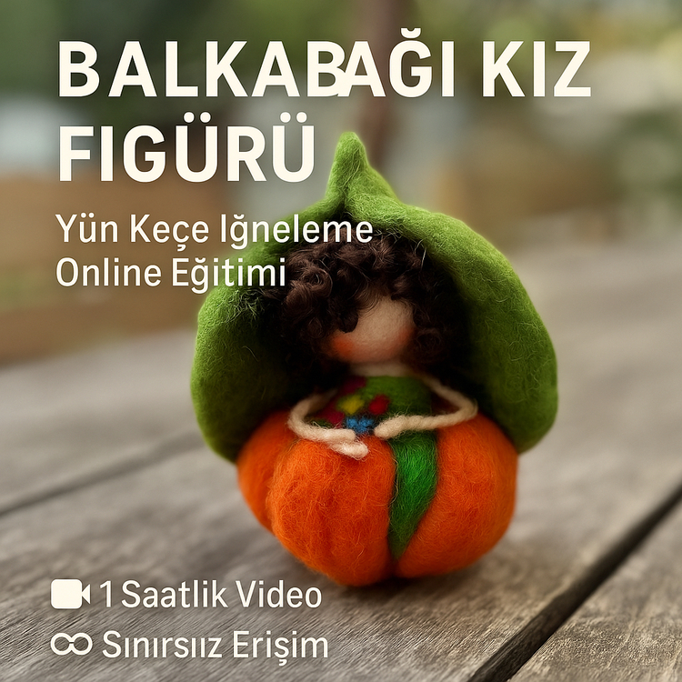 Yün Keçe İğneleme Online Eğitimi – Balkabağı Kız Figürü