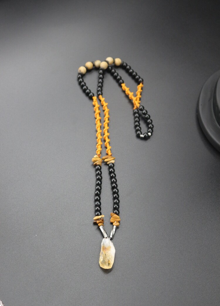 Sitrin Doğaltaş Örme Özel Tasarım Handmade Aksesuar Unisex Kolye