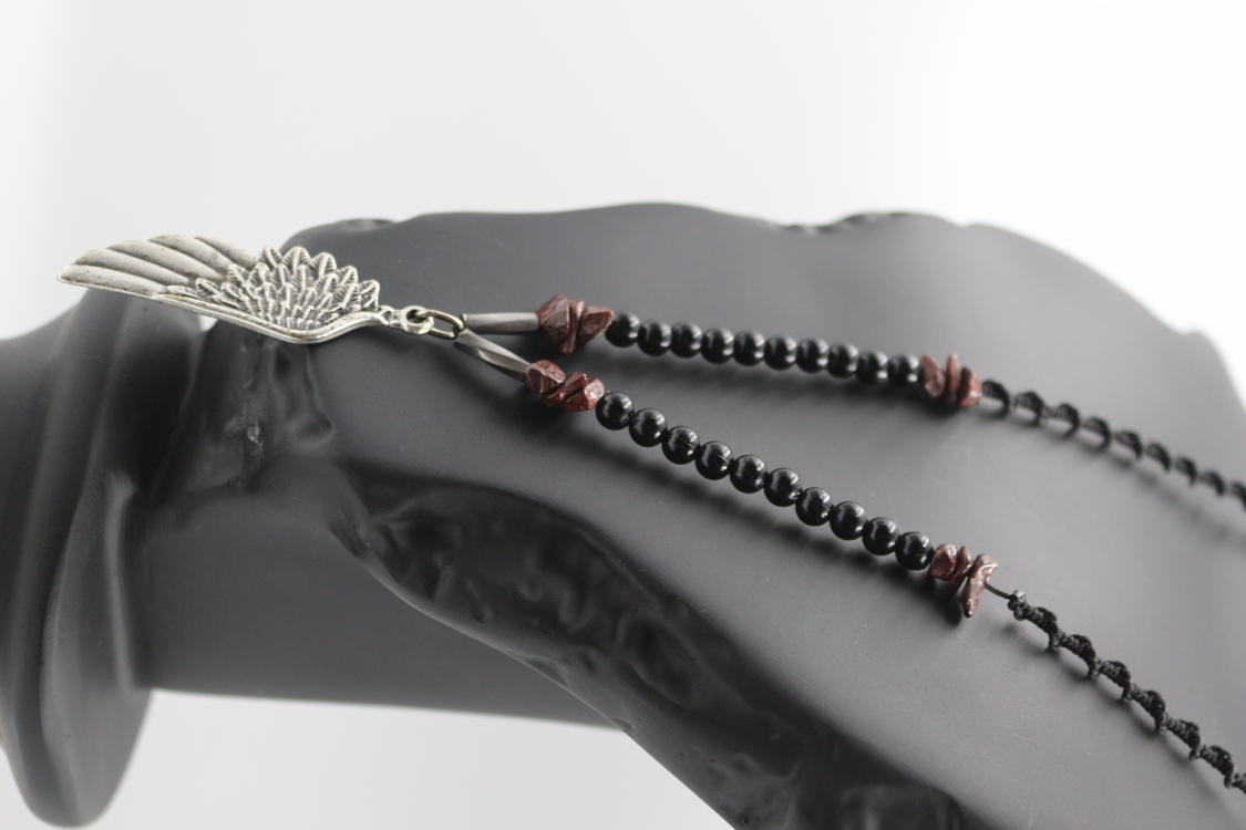 Unique Angel Wing Necklace with Natural Garnet and Ruby - A Handcrafted Treasure