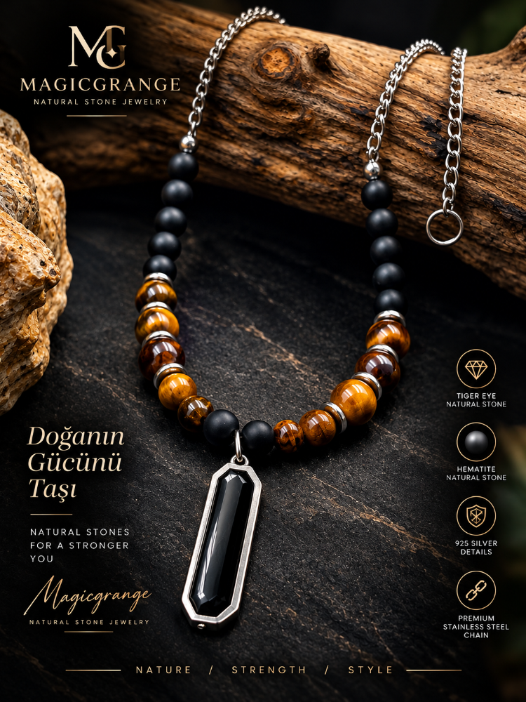 “Kenso Elegance – Doğal Taş Erkek Kolye, Güç ve Zarafet”