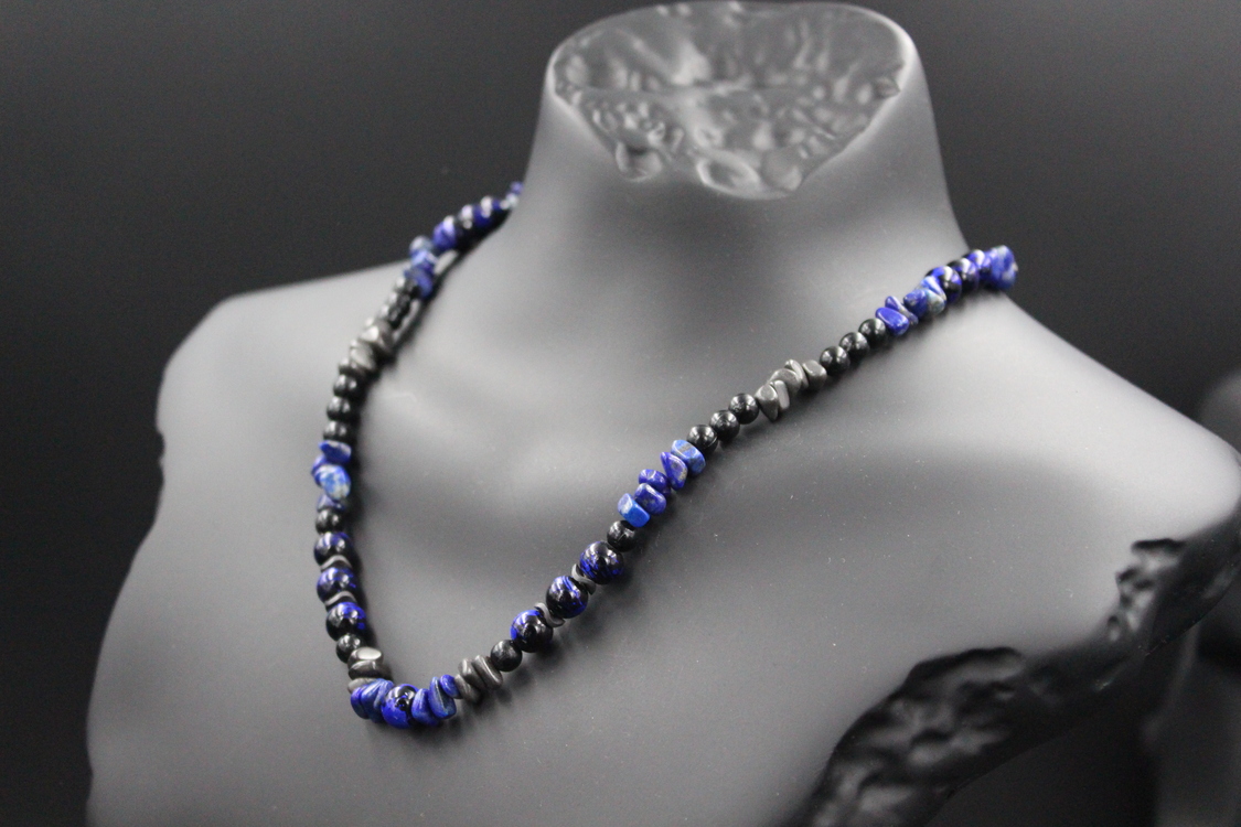 Hematit ve Lapis Lazuli Kolye - El Yapımı, Orijinal Tasarım