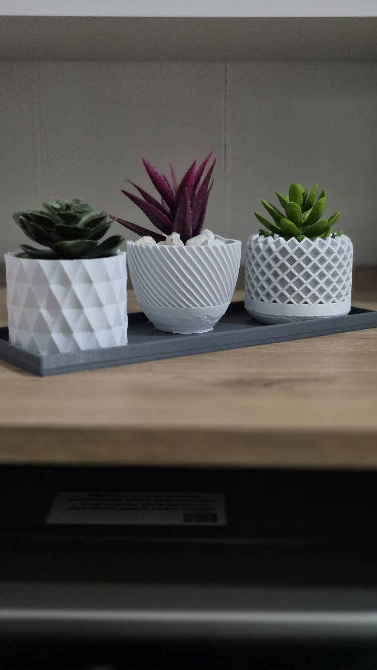 Modern 3'lü Dekoratif Mini Saksı Seti
