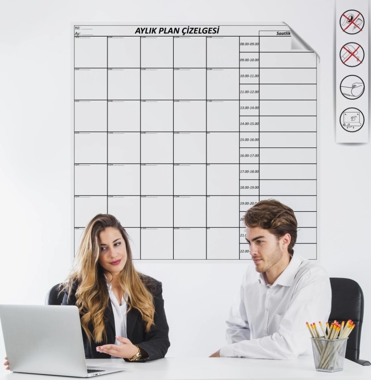 Statik Kağıt Aylık Planlayıcı 100X100 CM