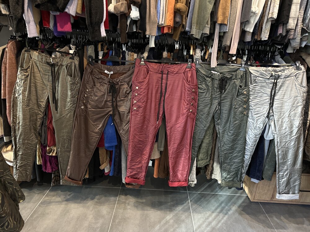 Zımbalı Deri Esnek Pantolon