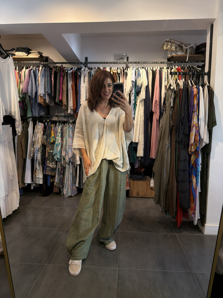Ithal Keten Oversize Pantolon