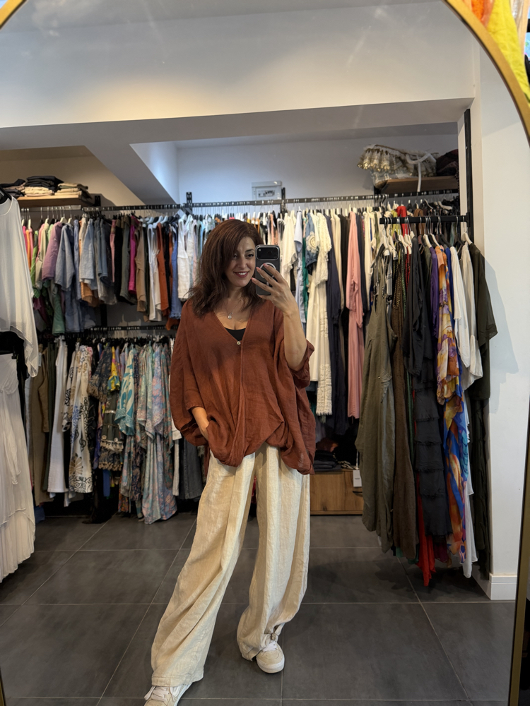 Ithal Keten Oversize Pantolon