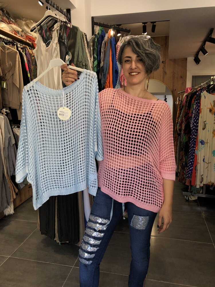 İtalyan Bisiklet Yaka Delikli Detay Bluz