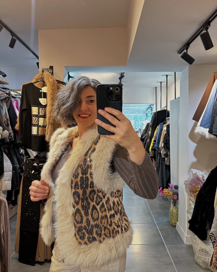 Leopar Kürklü Yelek