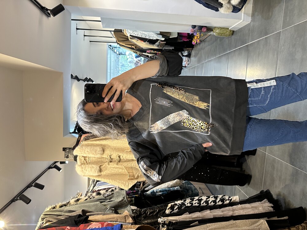 Leopar Detay Sweat Bluz