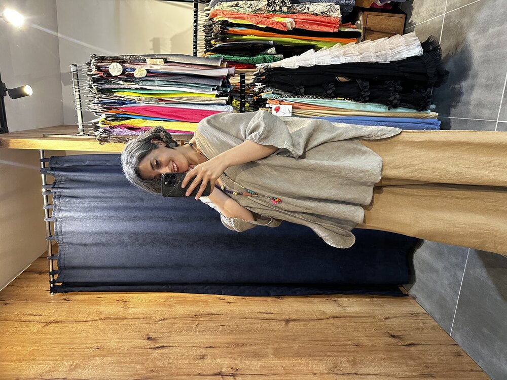 Tek Düğmeli Oversize Keten Bluz