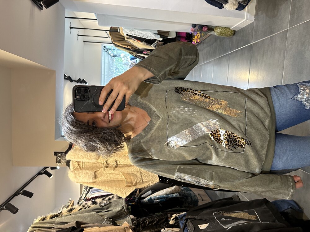 Leopar Detay Sweat Bluz