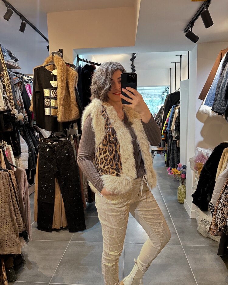 Leopar Kürklü Yelek