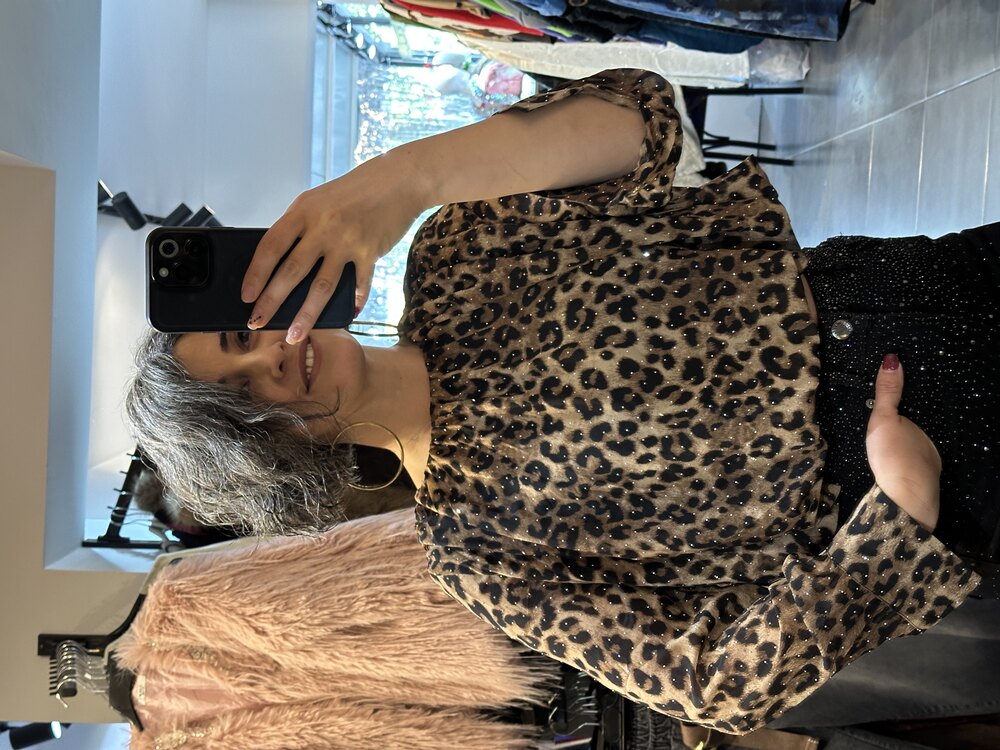 Leopar Taşlı Bluz