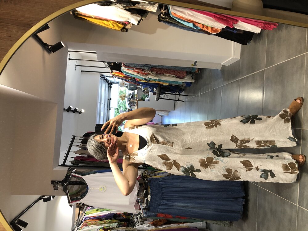 Keten Çiçekli Tulum