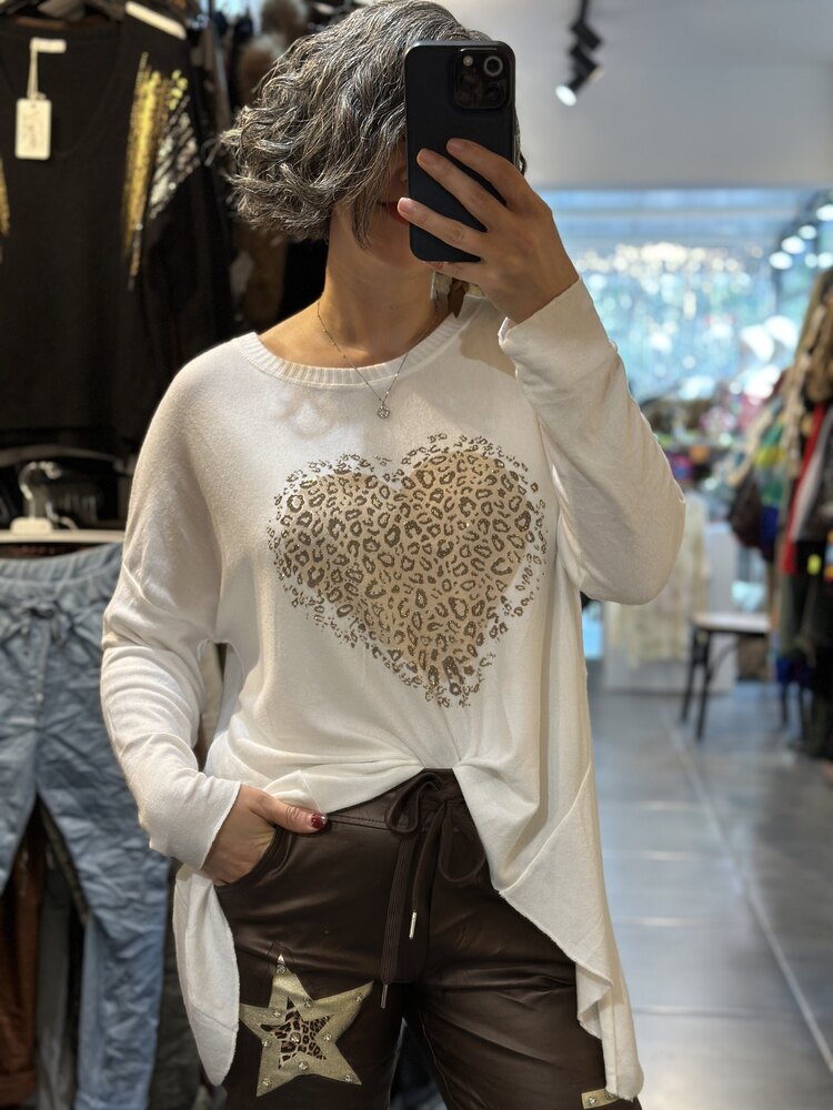 Kalp Detay Oversize Bluz