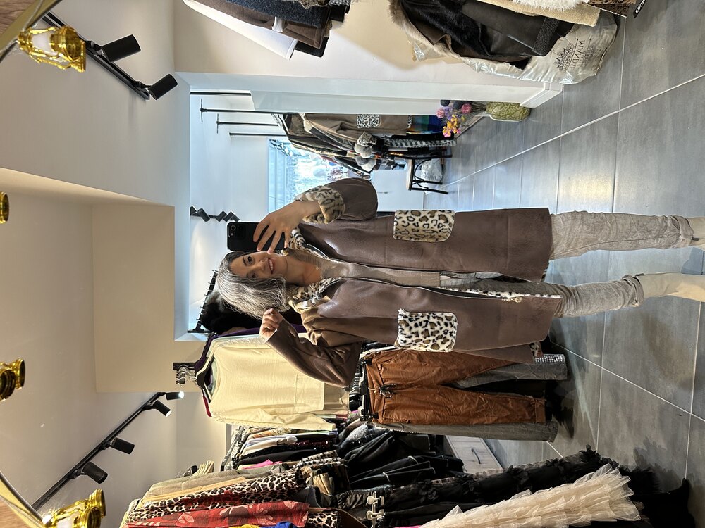 Leopar İçi Peluş Çift Fermuarlı
