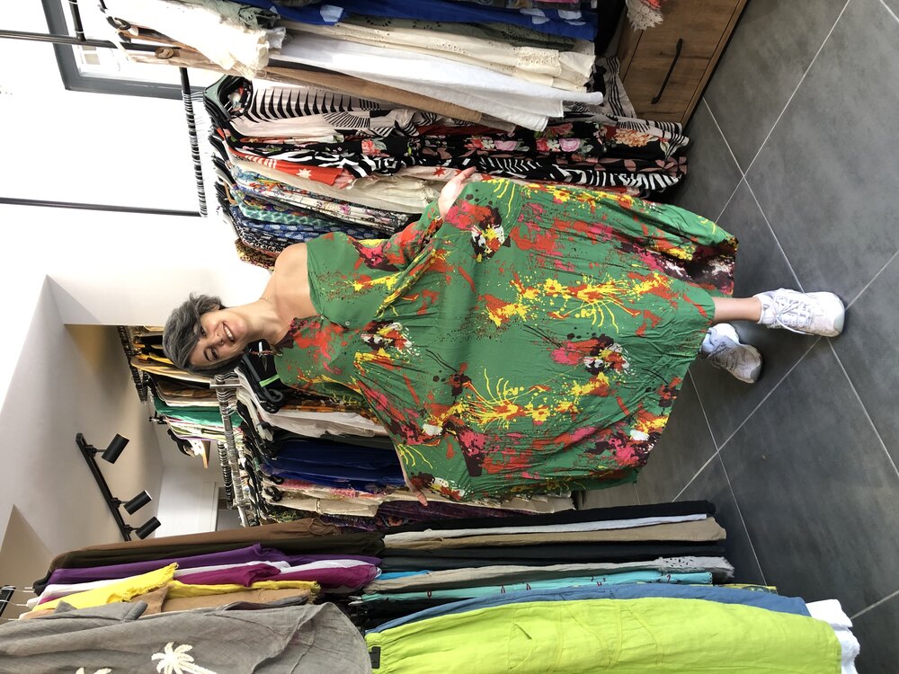 Fırça Desen Viskon Elbise