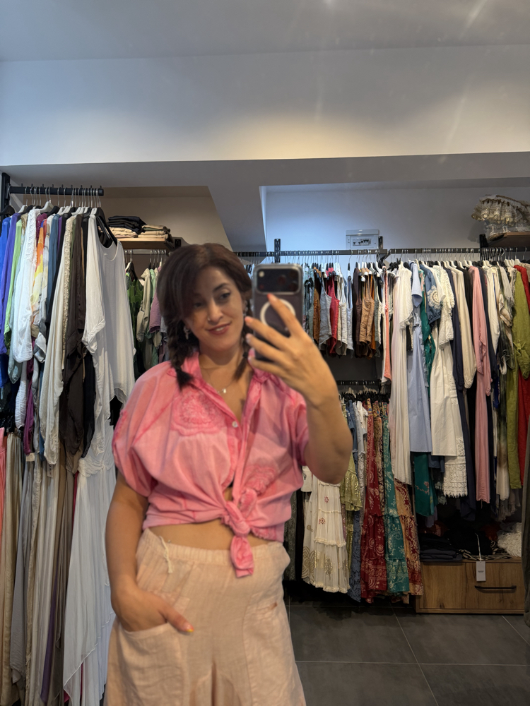 Pembe Pamuklu Gomlek 